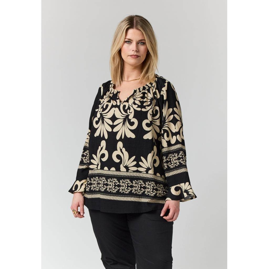 Studio SAlisa Blouse Blouse Black with border print