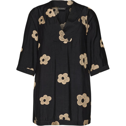 Studio SAnnabelle Tunic Tunic Black with sand flowers