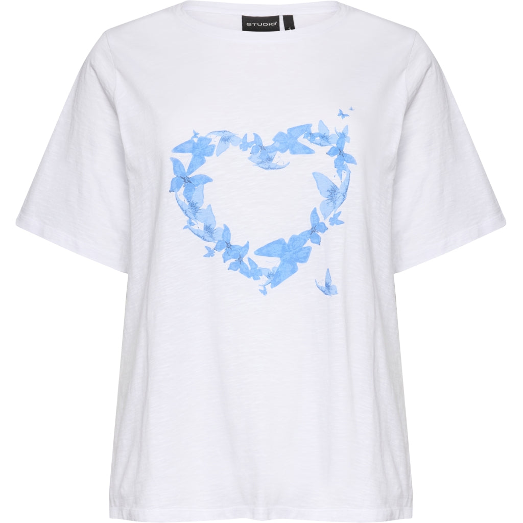 Studio SBella T-Shirt with print T-Shirt White with blue butterflies