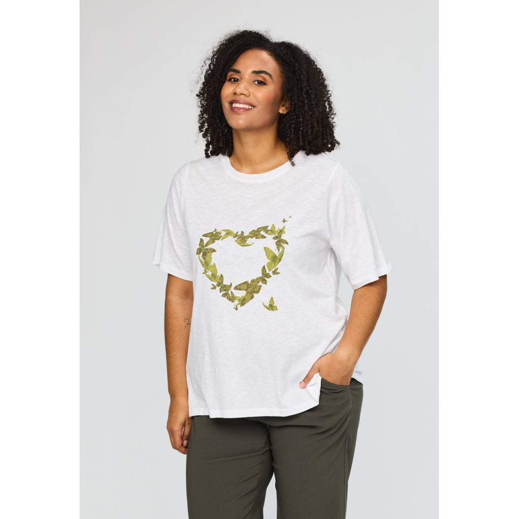 Studio SBella T-Shirt with print T-Shirt White with green butterflies