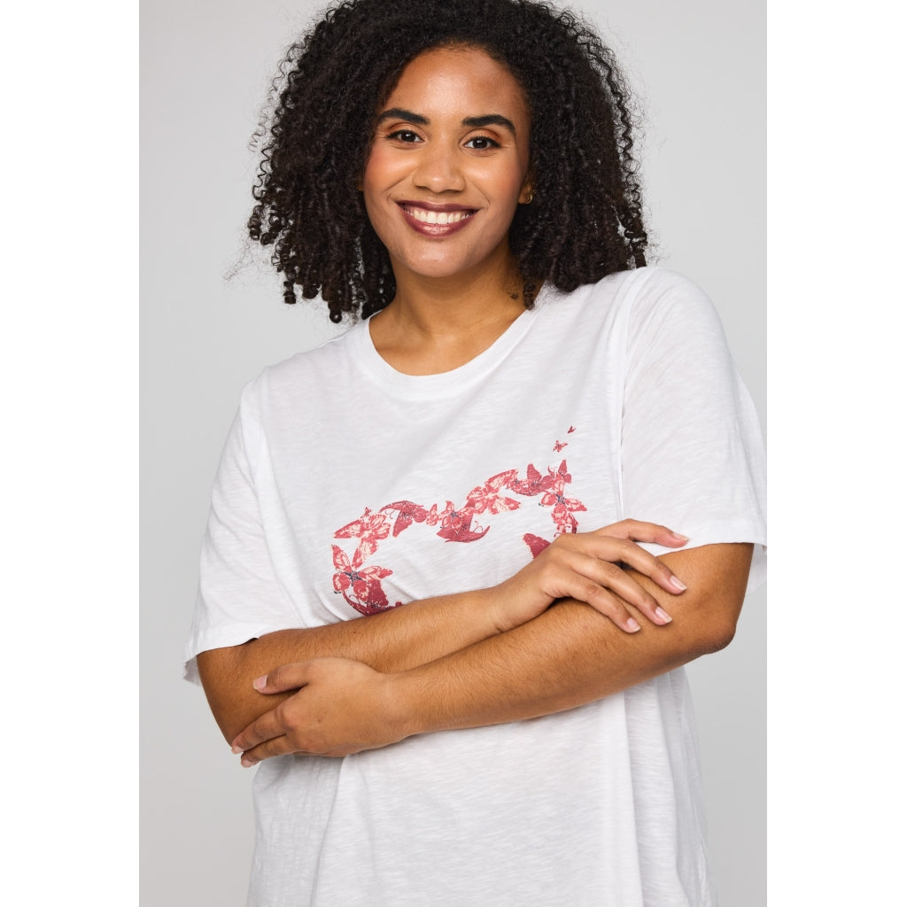 Studio SBella T-Shirt with print T-Shirt White with red butterflies