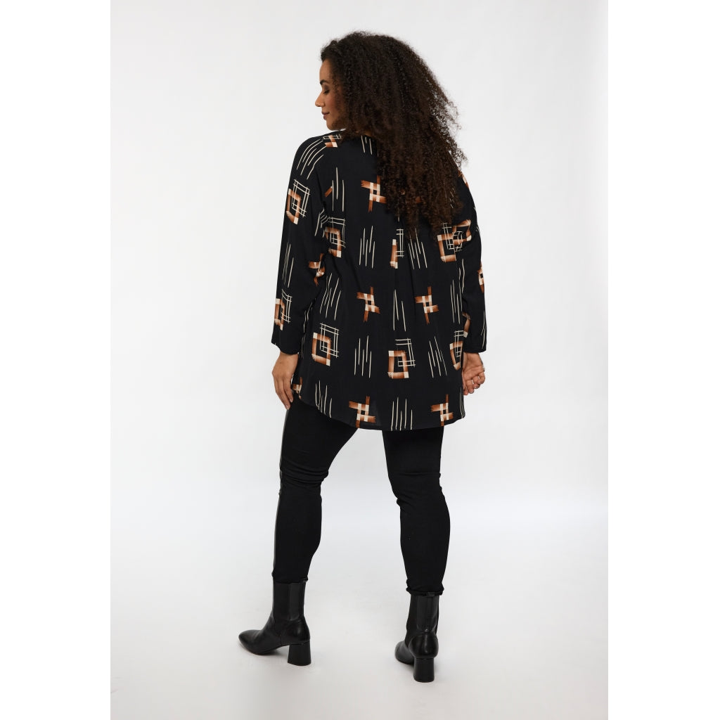 Studio SBerit Blouse Blouse Black with copper and white patterns