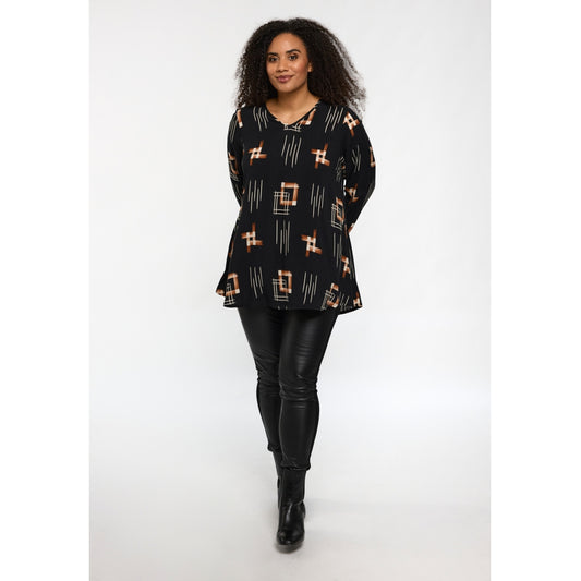 Studio SBerit Blouse Blouse Black with copper and white patterns