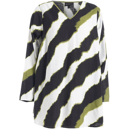 Studio SBerit Blouse Blouse Black with offwhite and green flash