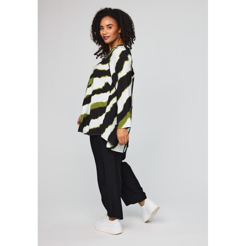 Studio SBerit Blouse Blouse Black with offwhite and green flash