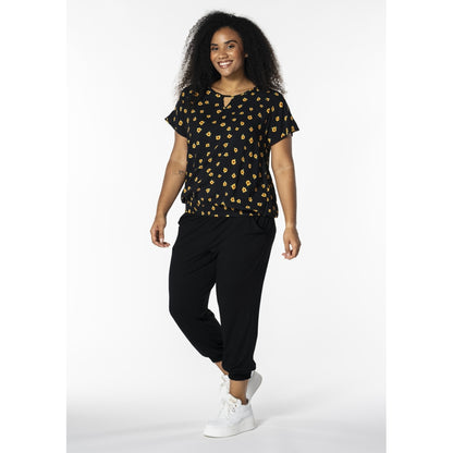 Studio SCamilla Blouse Blouse Black with sunflower