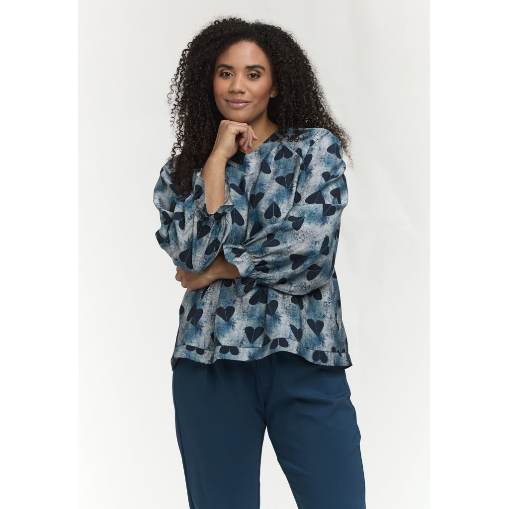 Studio SDasie Blouse with long sleeve Blouse Navy hearts