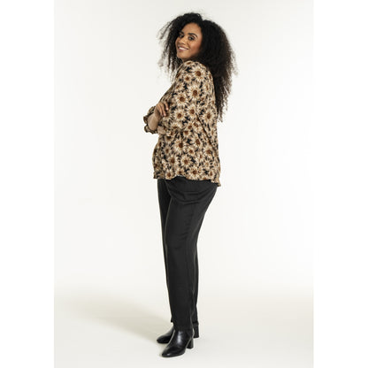 Studio SFarzana Blouse Blouse Black with brown large flowers