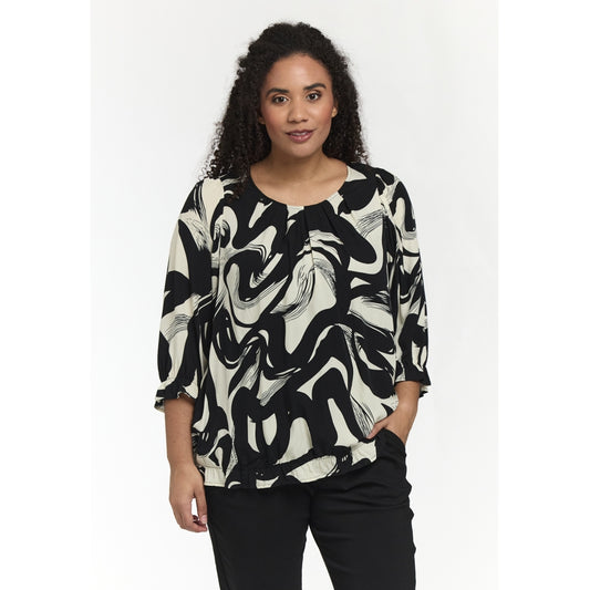 Studio SFarzana Blouse Blouse Black with white design