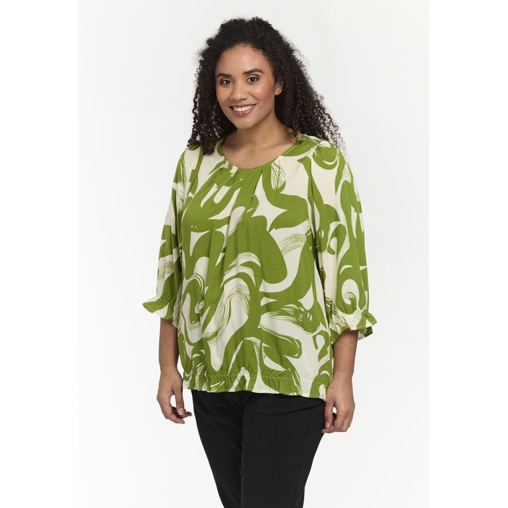 Studio SFarzana Blouse Blouse Bright green with white design
