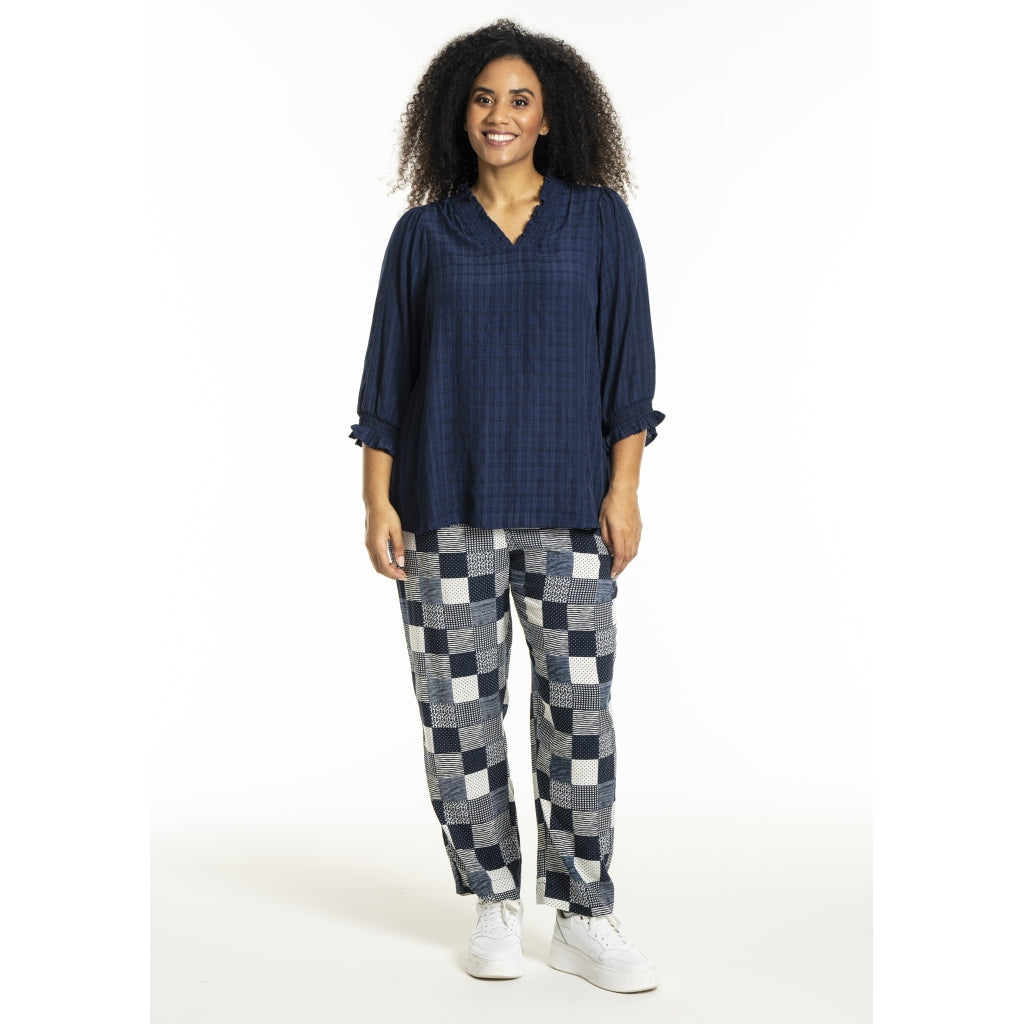 Studio SFeodora Blouse with smock neck Blouse Navy