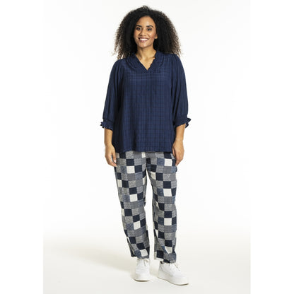 Studio SFeodora Blouse with smock neck Blouse Navy