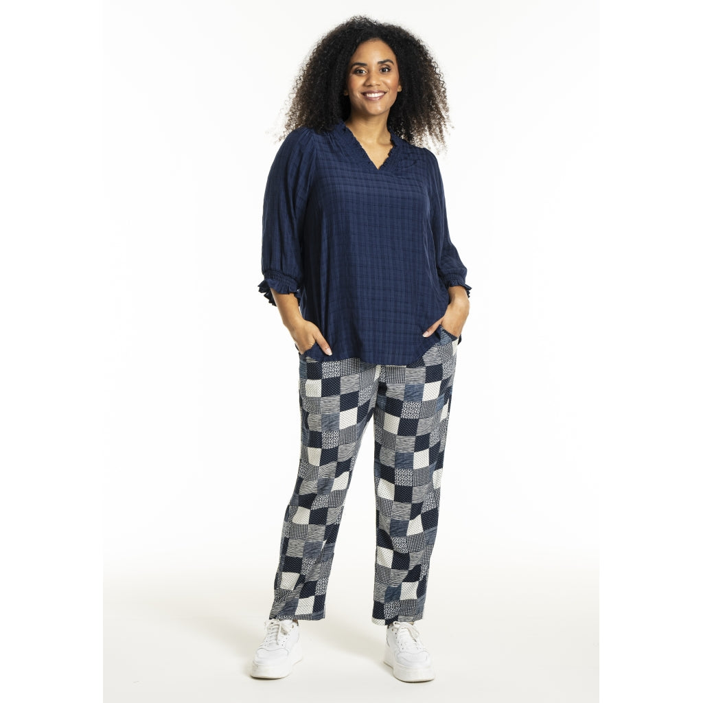 Studio SFeodora Blouse with smock neck Blouse Navy