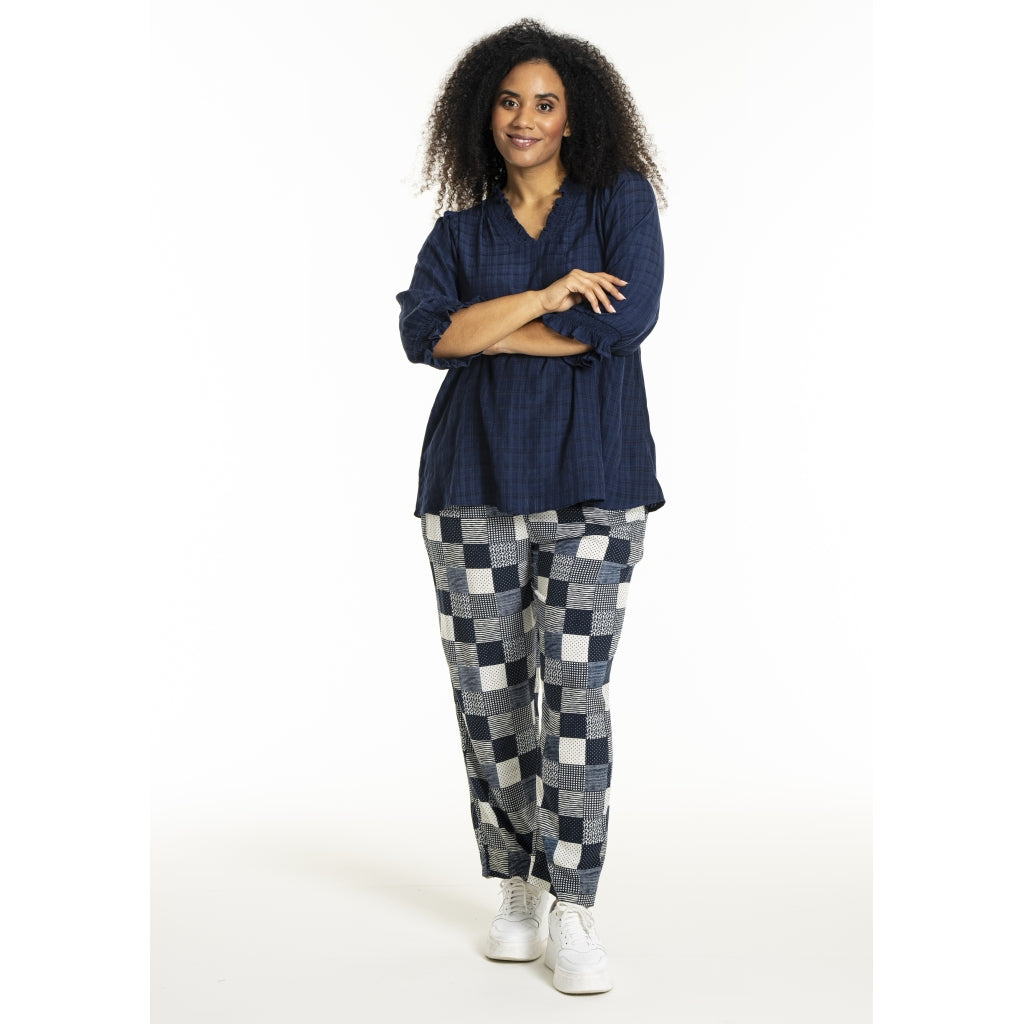 Studio SFeodora Blouse with smock neck Blouse Navy