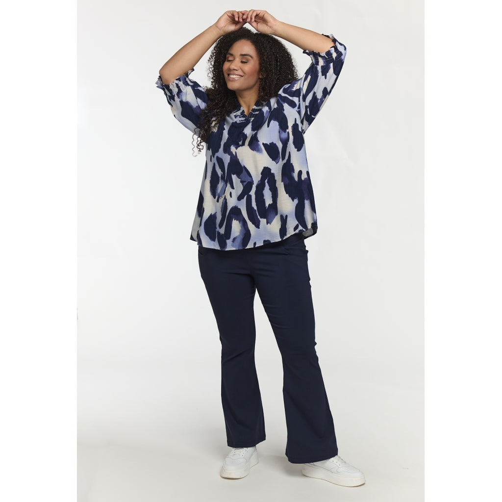 Studio SFeodora Blouse with smock neck Blouse Blue clouds