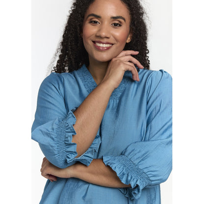 Studio SFeodora Blouse with smock neck Blouse light Blue