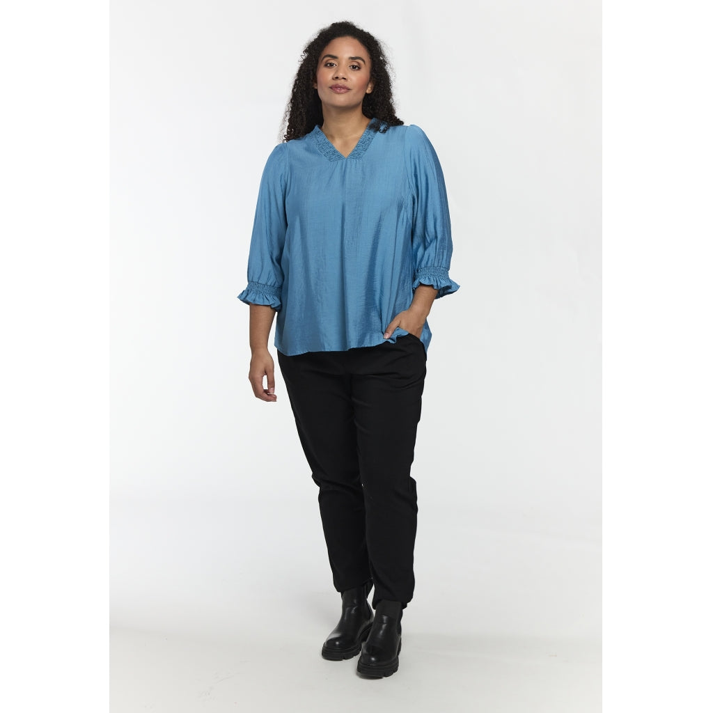 Studio SFeodora Blouse with smock neck Blouse light Blue