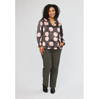 Studio SHannah Shirt Shirt Black with rose large dot