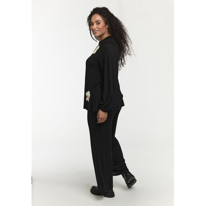 Studio SIden turtle neck blouse Blouse black with white flowers