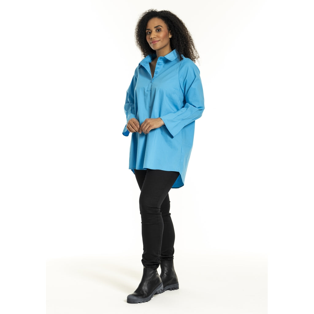 Studio SPoula Shirt with pleated cuffs Shirt Turquoise